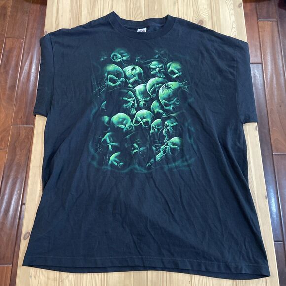 Liquid Blue Other - Liquid Blue Style AOP Green Men’s Size 2XL Skull Pile Up Graphic Y2K 90’s